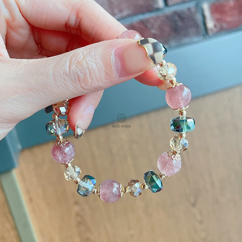 Natural Strawberry Quartz Crystal Bracelet - Image 8
