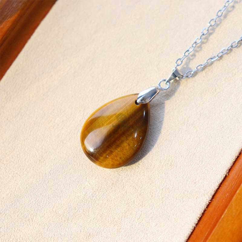Luck Muse Natural Crystal Gemstone Water Drop Necklace Pendant - Image 18