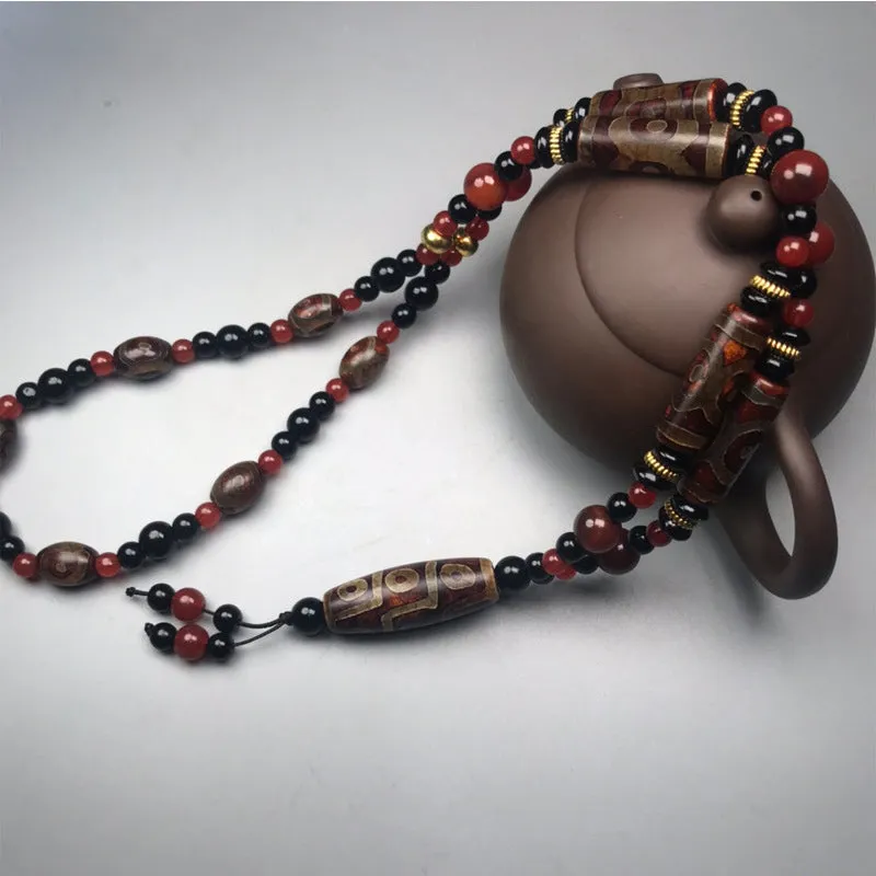 Red Agate Nine-Eye Dzi Bead Necklace for Wealth and Health - Image 5