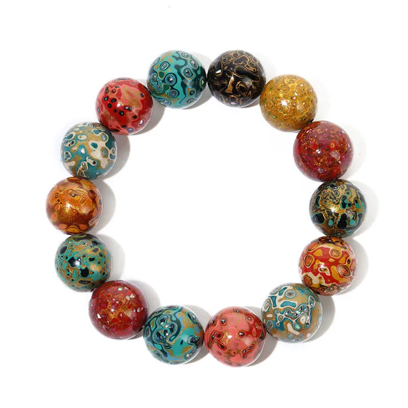 Natural Multicolored Lacquer Beads Luck Muse Calming Bracelet - Image 5