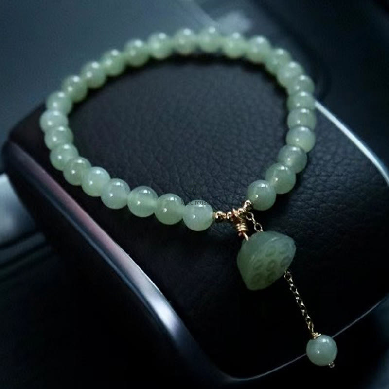 Gold-Plated Natural Hetian Jade Bracelet with Buddha Elements - Image 19