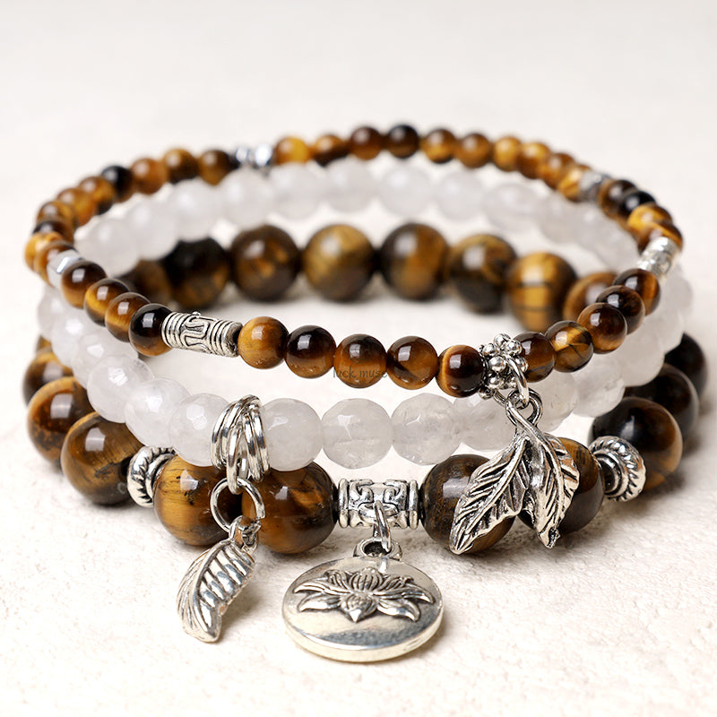 Luck Muse Natural Quartz Crystal Lotus Bracelet Set (3 Pieces) - Image 27