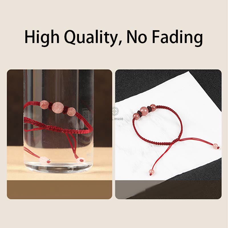 Natural Strawberry Quartz Crystal Love Red String Bracelet Anklet - Image 8