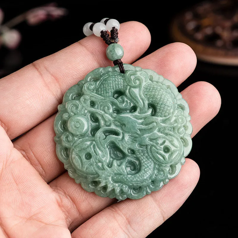 Chinese Zodiac Dragon Jade Fortune Necklace - Image 5