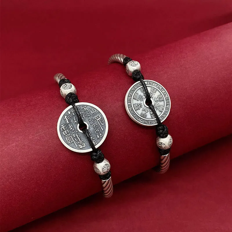 Mountain Ghosts 999 Sterling Silver Bagua Pattern Harmony Bracelet - Image 2