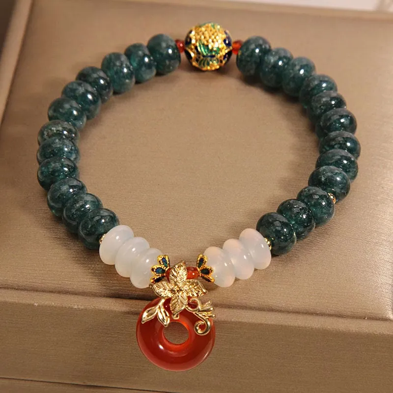 Luck Muse Jade, White Agate, Red Agate Peace Bracelet with Abacus Beads for Luck - Image 4