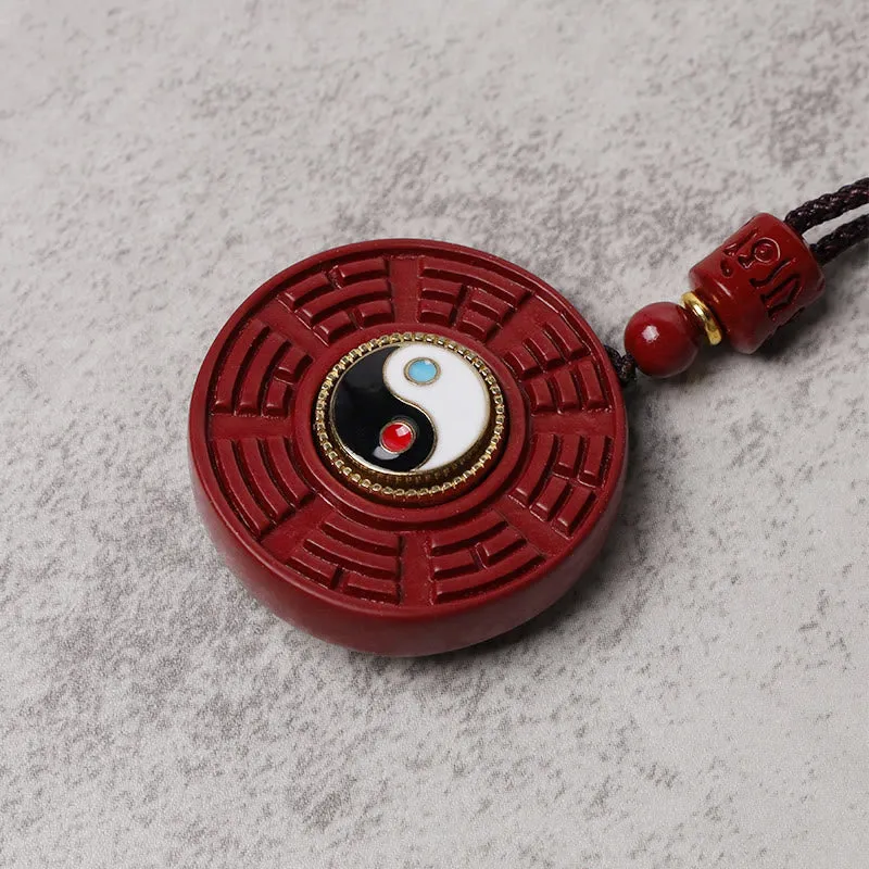 Luck Muse Natural Cinnabar Bagua Rotating Yin Yang Necklace Pendant for Warding Off Evil Spirits - Image 5