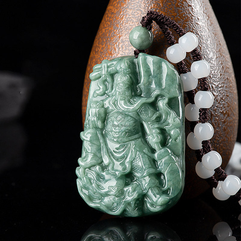 Natural Jade Lord Guan Amulet Wealth Necklace Pendant from Luck Muse Shop - Image 6