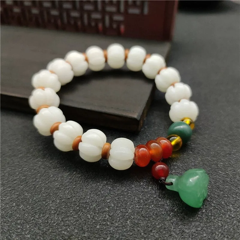 Luck Muse Natural White Jade Agate Bodhi Harmony Bracelet - Image 2