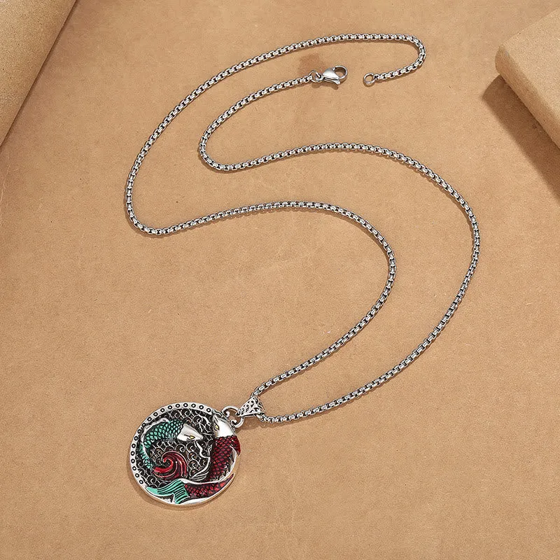 Tibetan Copper Koi Fish Healing Necklace with Luck Muse - Image 4