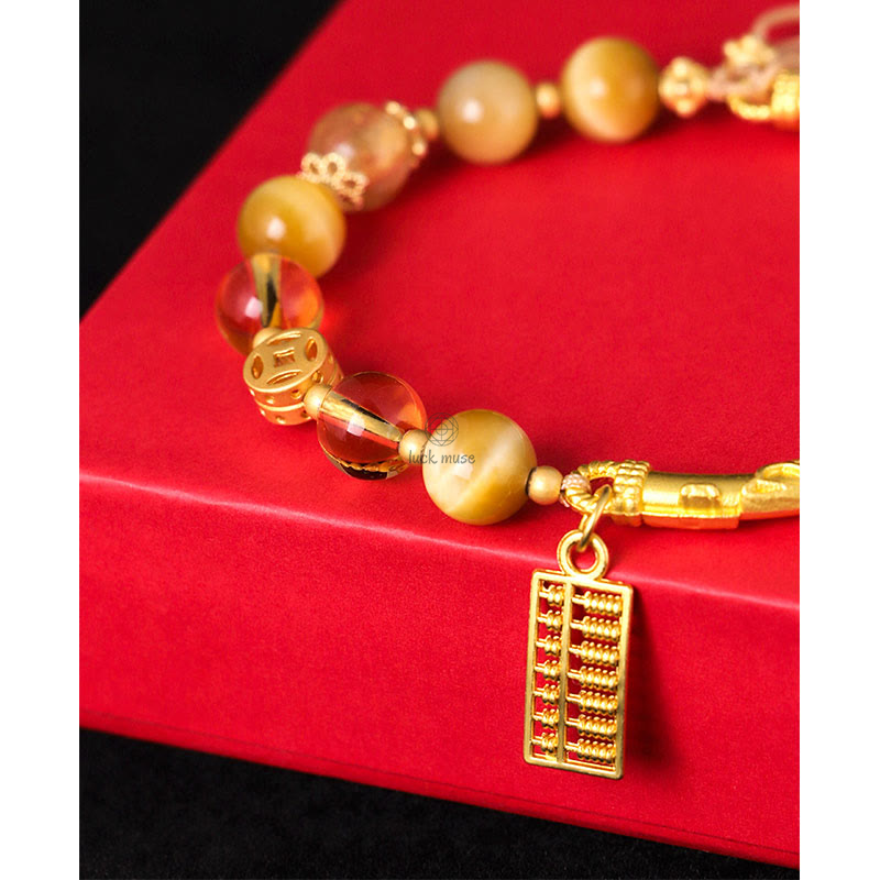 Natural Tiger Eye Citrine Abacus Bracelet for Protection with Luck Muse - Image 9
