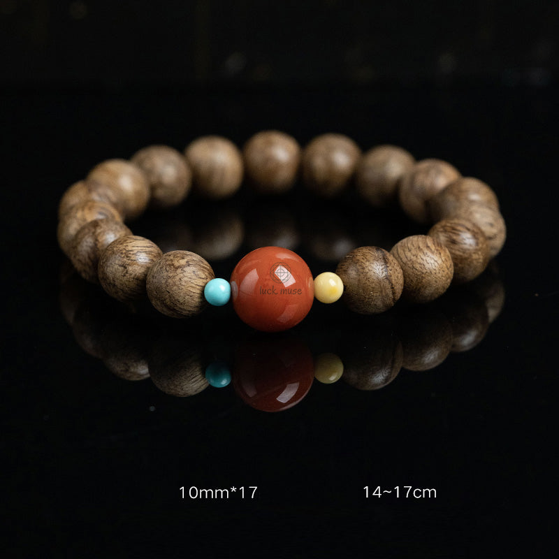 Tarakan Agarwood Amber Red Agate Laughing Buddha Meditation Bracelet - Image 23