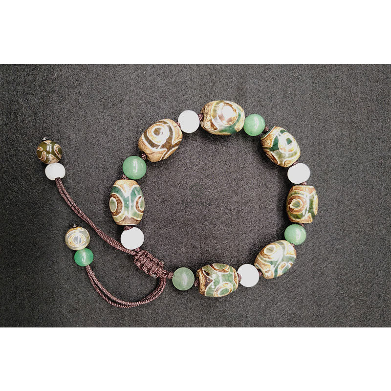 Tibetan Three-eyed Dzi Bead Braided Bracelet for Luck and Protection - Image 7