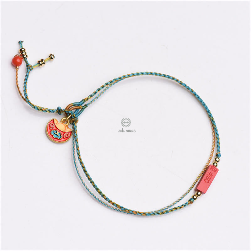 Handmade Cinnabar Blessing Braid Double Layer Bracelet - Image 9