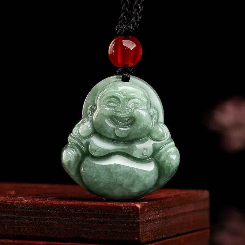 Green Jade Laughing Buddha Luck & Abundance Necklace Pendant by Luck Muse Shop - Image 2