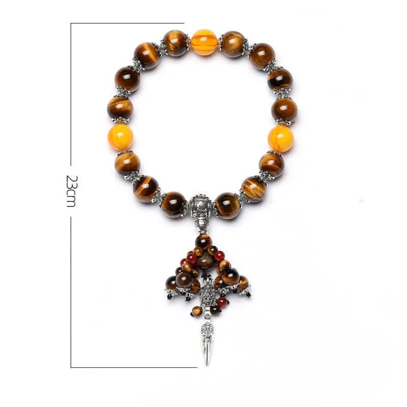 Natural Tiger Eye Red Agate Dragon Vein Agate Stone Vajra Dorje Energy Bracelet - Car Decor - Image 11