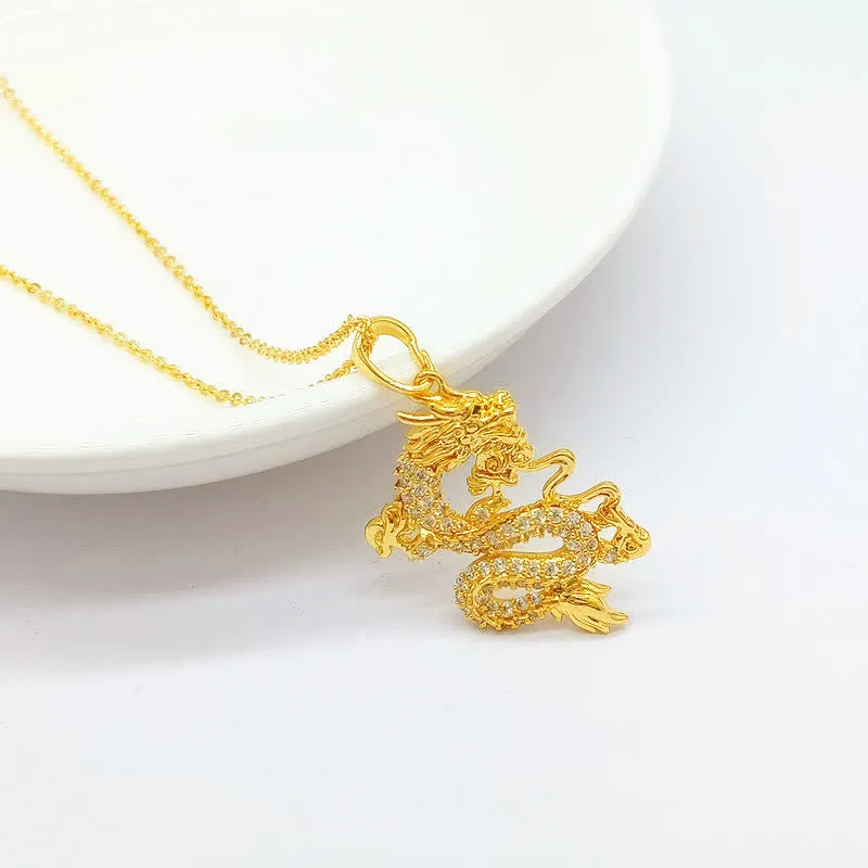 Gold Dragon Protection Necklace Pendant - Luck Muse Shop - Image 2
