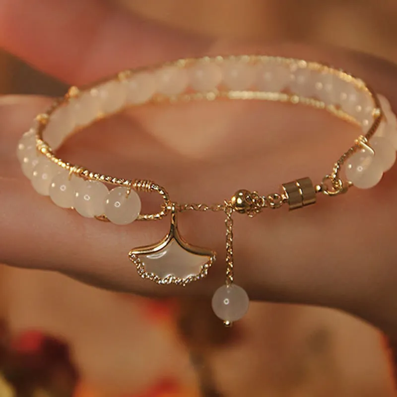 Ginkgo Leaf Jade Bracelet for Luck and Positive Energy - Image 4