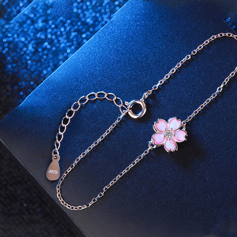 Luck Muse 925 Sterling Silver Cherry Blossom Blessing Bracelet with Rotating Ring - Image 10
