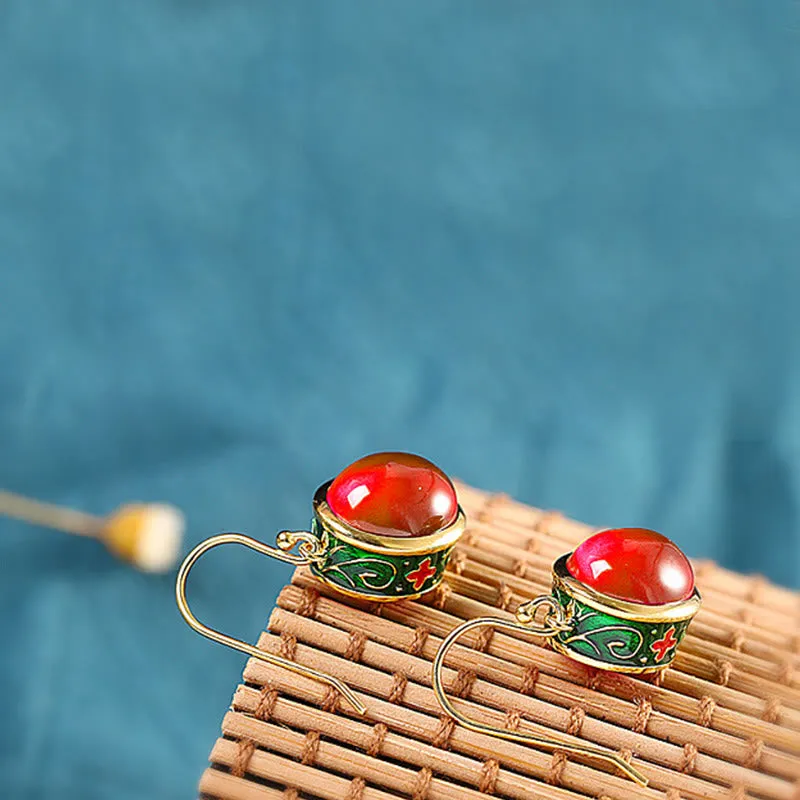 Luck Muse Red Corundum Round Drop Earrings for Confidence - Image 5