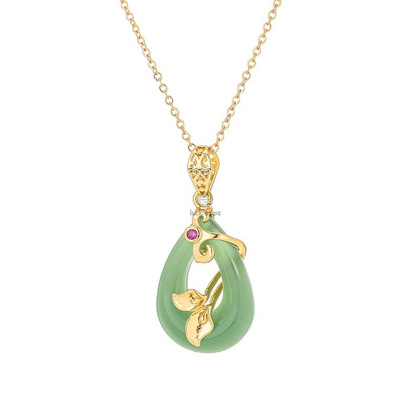 Jade Oval Pattern Blessing Fortune Necklace Pendant - Luck Muse Shop - Image 3