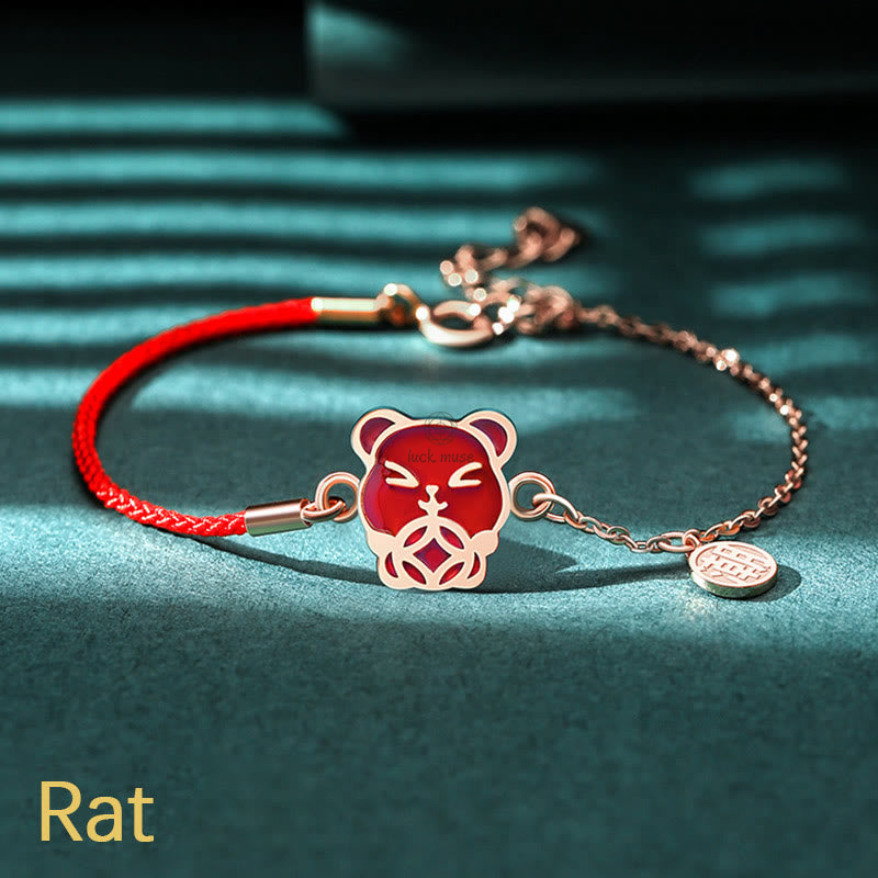 Luck Muse 925 Sterling Silver Color-Changing Chinese Zodiac Lucky Protection Red String Bracelet - Image 6