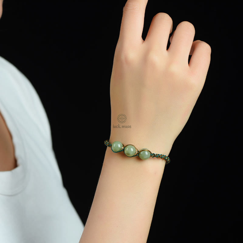 Handcrafted Jade Bead Luck & Abundance Bracelet with Luck Muse - Image 9