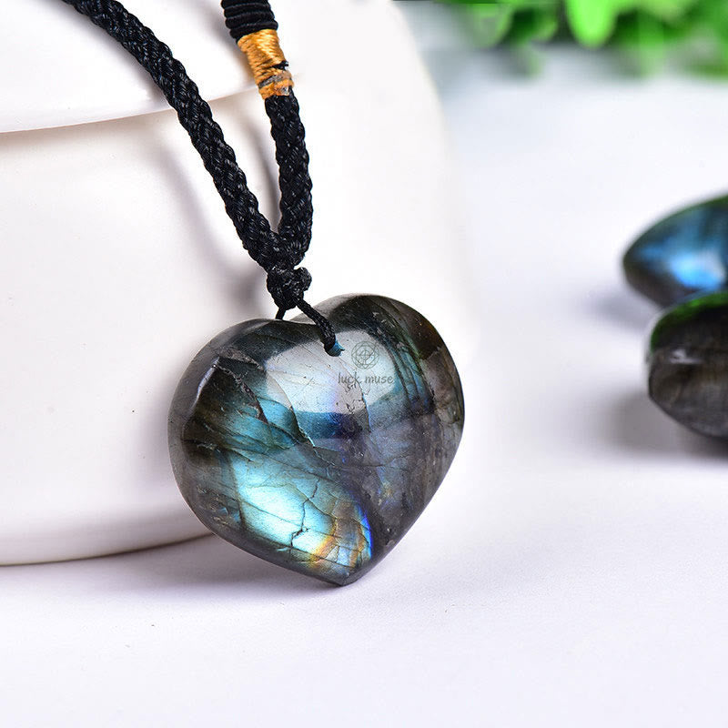 Labradorite Love Heart Necklace Pendant for Emotional Support