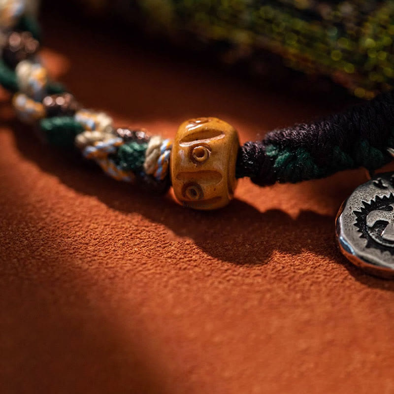Tibetan Dzi Bead Agate and Yak Bone Wealth Bracelet - Image 8