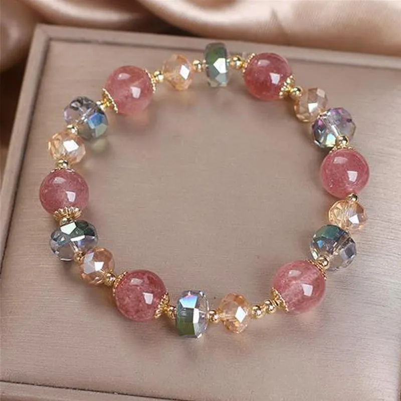 Natural Strawberry Quartz Crystal Bracelet - Image 5