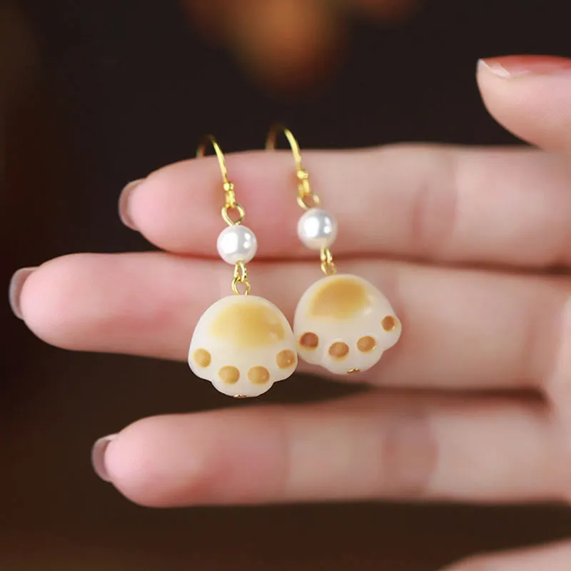 Bodhi Seed Cat Paw Claw Peace Earrings - Image 4