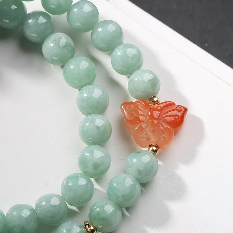 925 Sterling Silver Natural Jade Amber Butterfly Bracelet - Luck and Abundance - Image 5