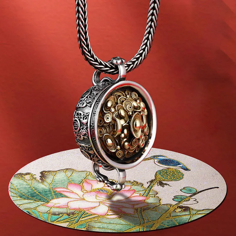 Luck Muse Prosperity Bowl Necklace with Copper Coin Ingots - Image 3
