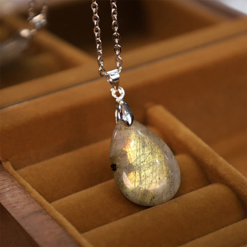 Luck Muse Natural Crystal Gemstone Water Drop Necklace Pendant - Image 31