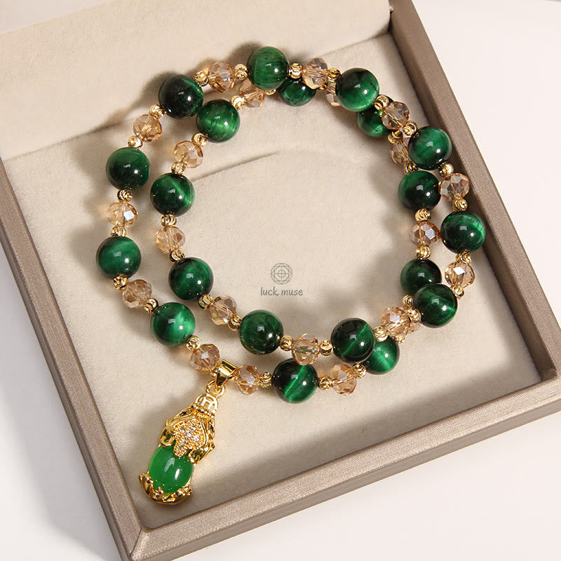 Tiger Eye Pixiu Fox Protection Double Wrap Bracelet - Image 7