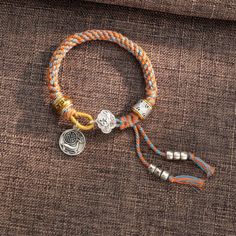 Tibetan Om Mani Padme Hum Fortune Braided Bracelet crafted with Luck Muse - Image 2