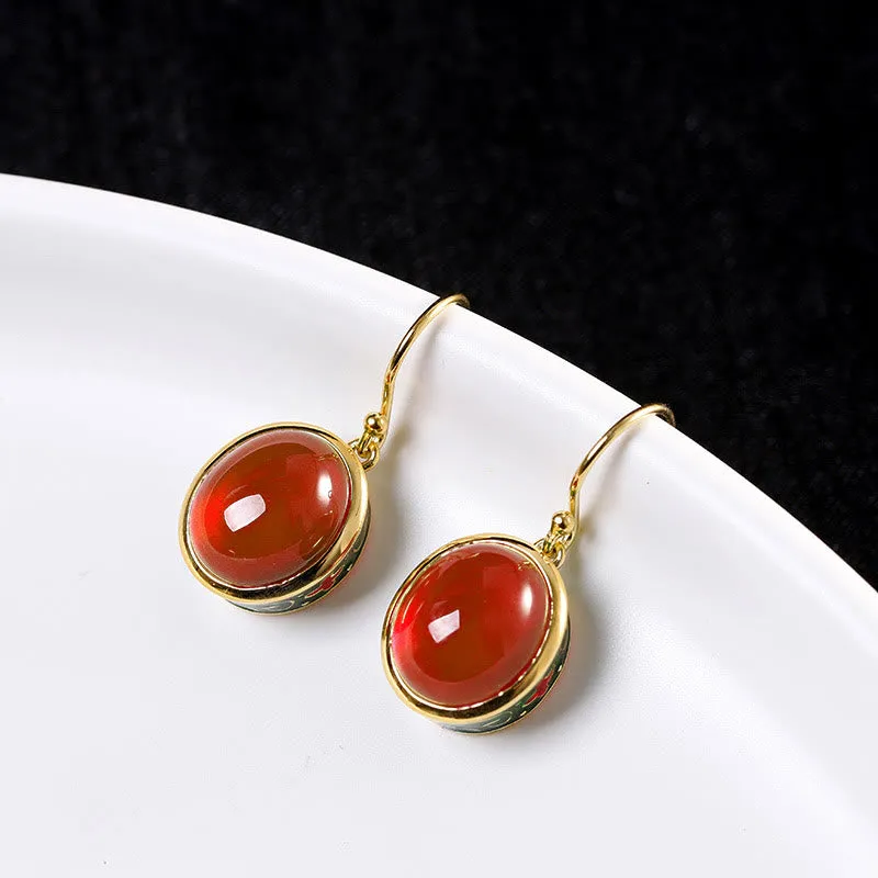 Luck Muse Red Corundum Round Drop Earrings for Confidence - Image 4
