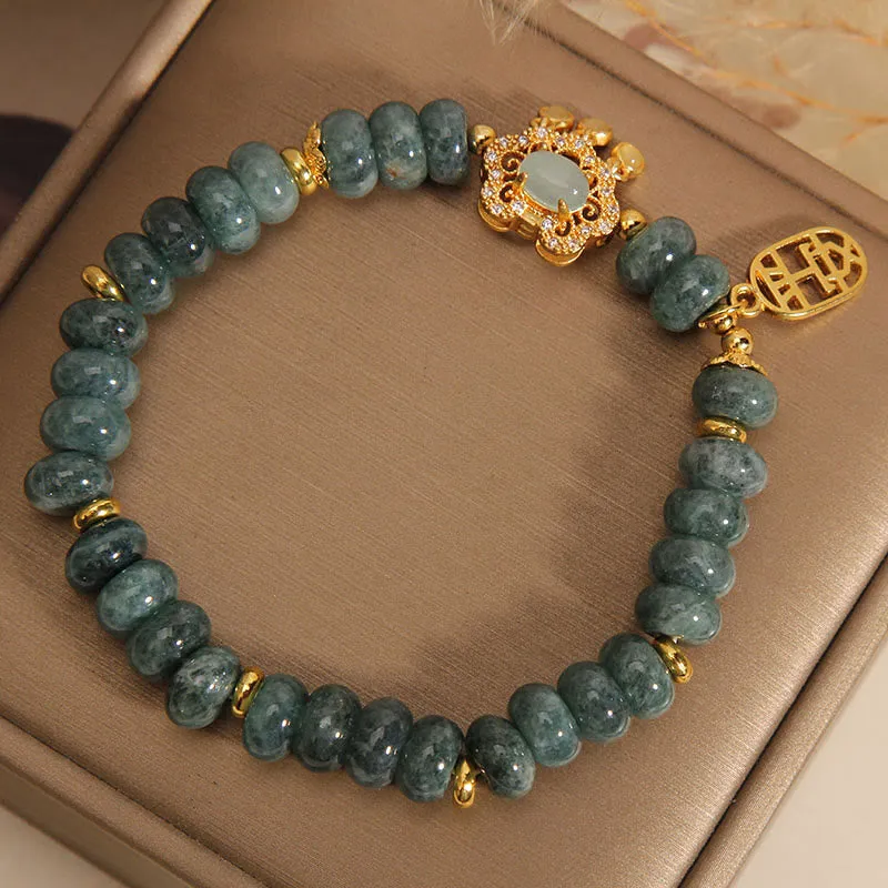 Natural Jade Chinese Lock Charm Bracelet for Peace, Luck, and Abundance - Image 5