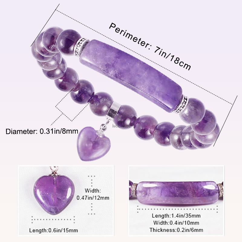 Natural Quartz Love Heart Healing Beads Bracelet - Luck Muse Shop - Image 3