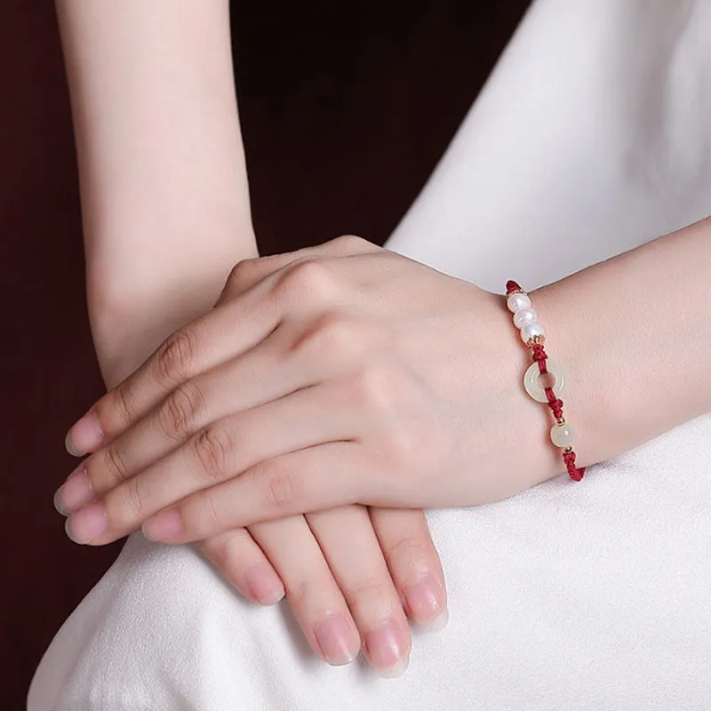 Golden Hetian Jade Luck Muse Luck Bracelet with 925 Sterling Silver Plating - Image 9