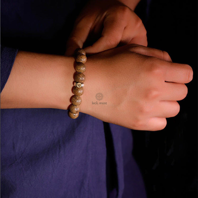 Chinese Zodiac Natal Buddha Agarwood Silver Bracelet for Peace and Calm - Image 3