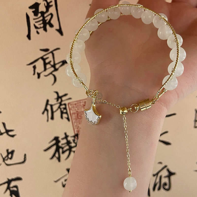 Ginkgo Leaf Jade Bracelet for Luck and Positive Energy - Image 6
