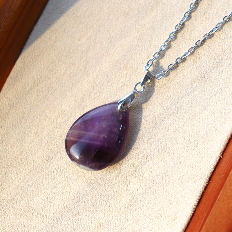 Luck Muse Natural Crystal Gemstone Water Drop Necklace Pendant - Image 5