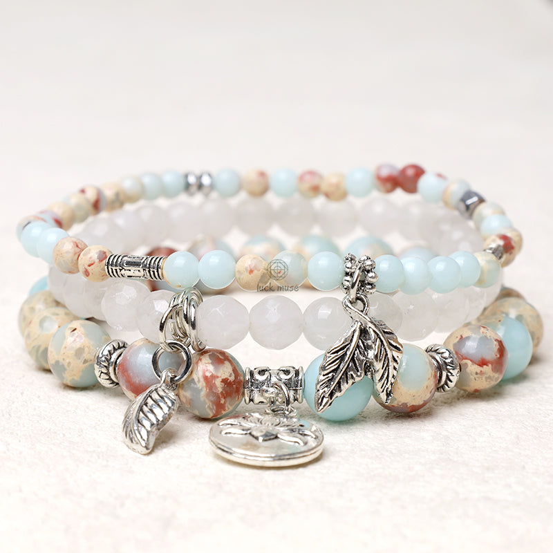 Luck Muse Natural Quartz Crystal Lotus Bracelet Set (3 Pieces) - Image 30