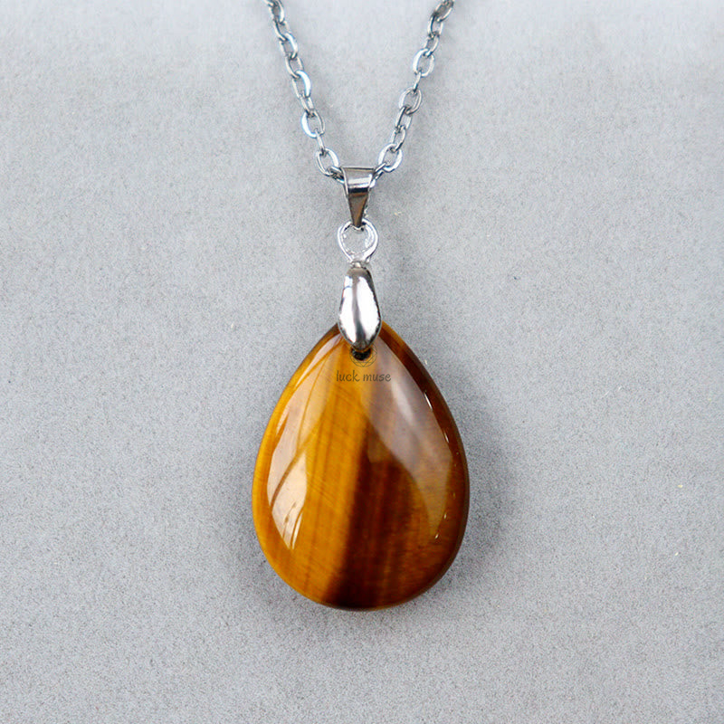 Luck Muse Natural Crystal Gemstone Water Drop Necklace Pendant - Image 21