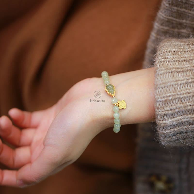 Gold-Plated Natural Hetian Jade Bracelet with Buddha Elements - Image 11