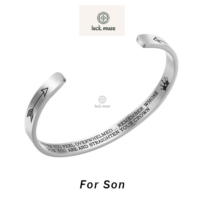 Luck Muse Engraved Mantra Cuff Bangle Bracelet - Personalized Inspirational Gift for Him/Her - Image 6