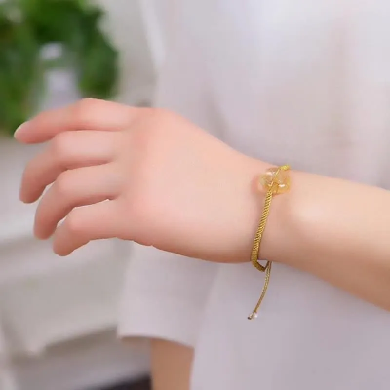 Round Citrine Peace Braided Bracelet with Buckle - Image 3