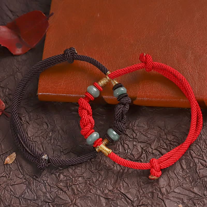 Red String Jade Fortune Knot Bracelet - Luck Muse Luck Braided String - Image 9