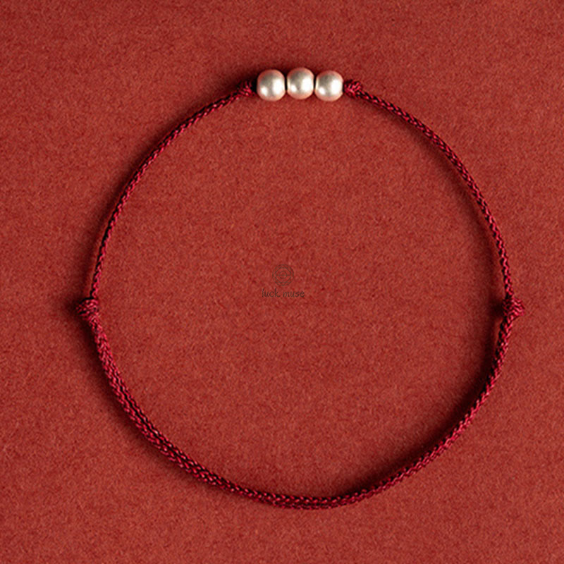 Luck Muse Three Copper Bead Protection String Bracelet Anklet - Image 4